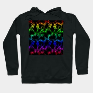 Rainbow Hearts Rainbow Bow Rainbow Ribbon With Black Background Hoodie